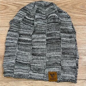 Vgogfly Slouchy Black and Gray Fleese Lined Knit Beanie